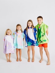 Catherine Lansfield Blue Shark Hooded Poncho 100% Cotton Towel - Image 4 of 5