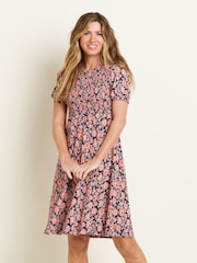 Brakeburn Red 100% Cotton Boho Floral Dress - Image 1 of 5