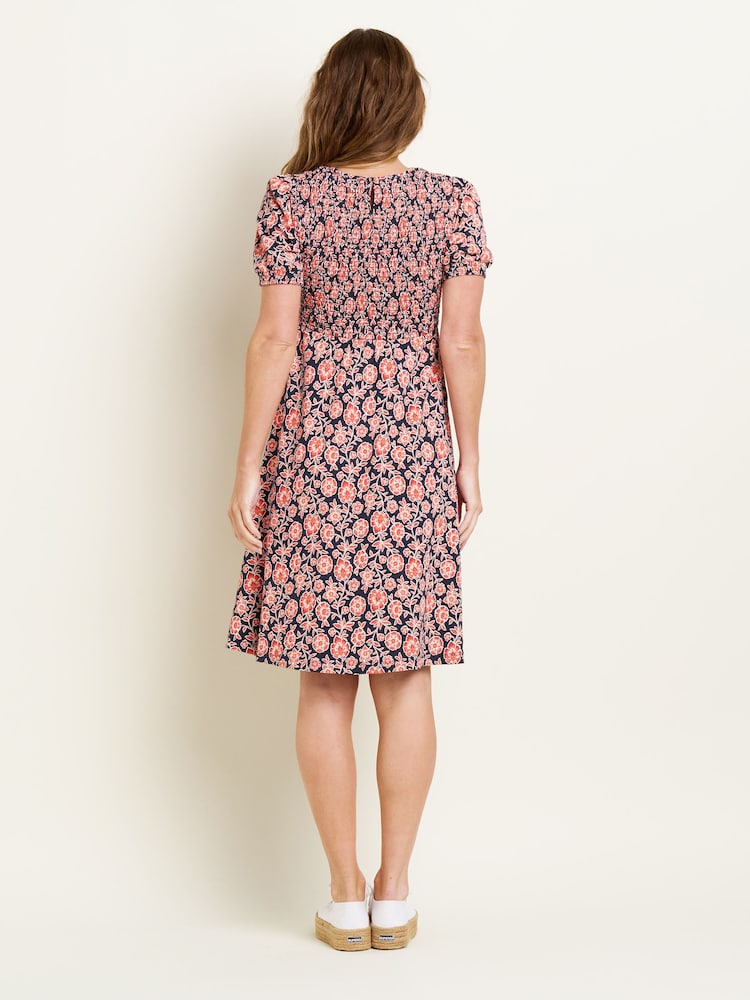 Brakeburn Red 100% Cotton Boho Floral Dress - Image 2 of 5
