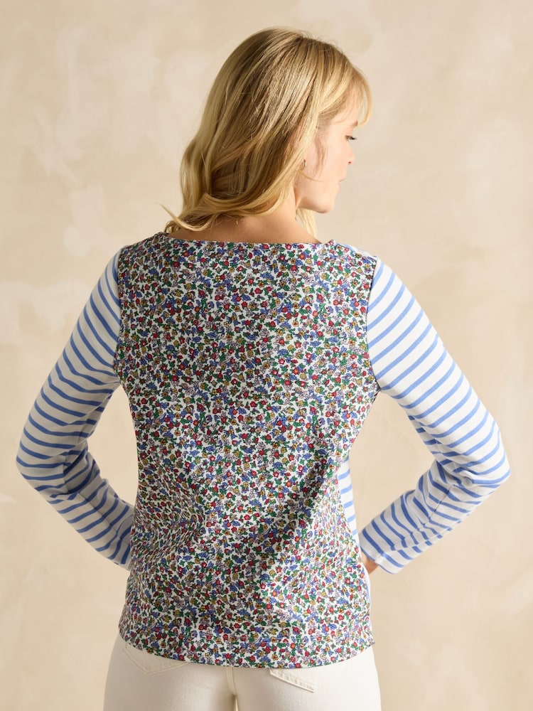 Ditsy Blue & White - Top estampado con cuello barco Harbour de Joules - Imagen 2 de 7 Ditsy Blue & White - Top estampado con cuello barco Harbour de Joules - Imagen 2 de 7