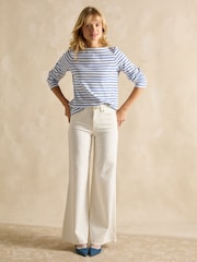 Joules Harbour Ditsy Blue/White Boat Neck Printed Top - Image 4 of 7
