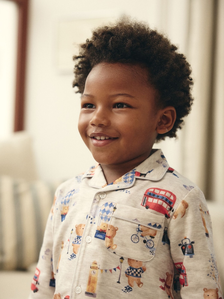 Greige London Single Button Through 100% Cotton Pyjamas (9mths-8yrs) - Image 3 of 3