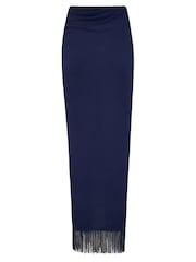 Pour Moi Blue Fringe Trim Crinkle Woven Multiway Sarong - Image 4 of 4