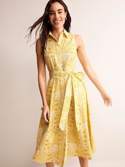 Boden Yellow 100% Cotton Amy Sleeveless Shirt Dress - Image 3 of 6