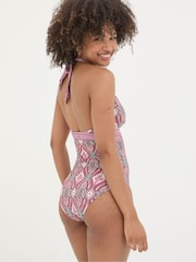 FatFace Serena Pink Detail Paisley Swimsuit - Image 2 of 6