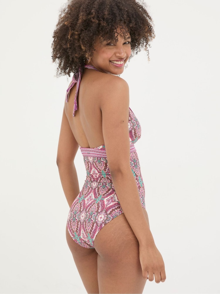 FatFace Serena Pink Detail Paisley Swimsuit - Image 2 of 6