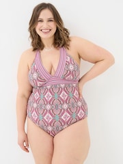 FatFace Serena Pink Detail Paisley Swimsuit - Image 5 of 6