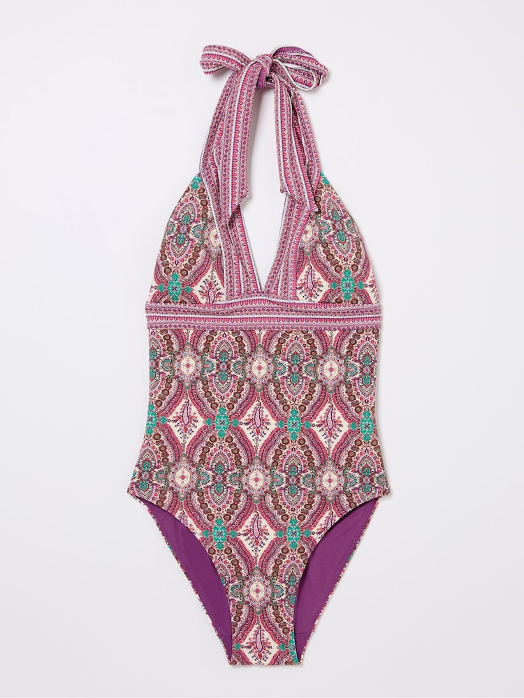 FatFace Serena Pink Detail Paisley Swimsuit - Image 6 of 6