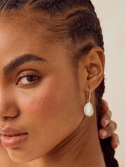 Gold Tone Shell Inlay Earrings Made With Recycled Metals - Image 1 of 3