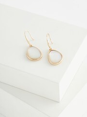 Gold Tone Shell Inlay Earrings Made With Recycled Metals - Image 3 of 3