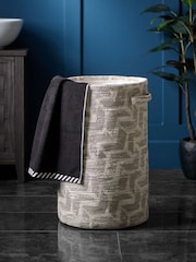 Grey Geometric Laundry Bag Basket - Image 1 of 4