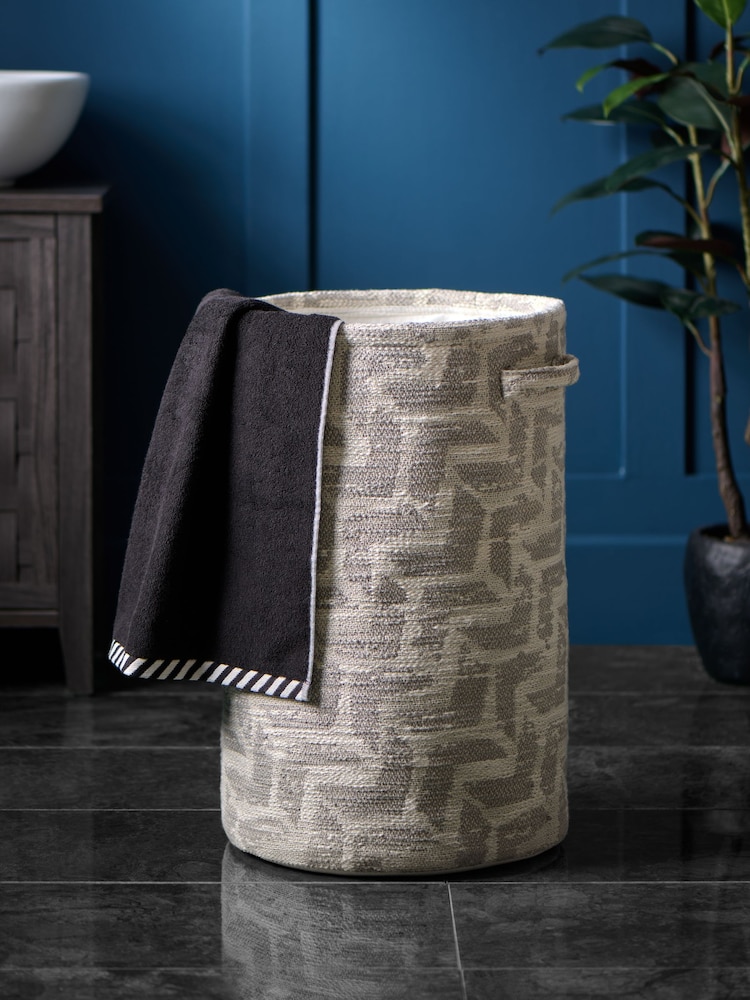 Grey Geometric Laundry Bag Basket - Image 1 of 4