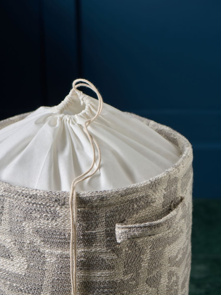Grey Geometric Laundry Bag Basket - Image 2 of 4