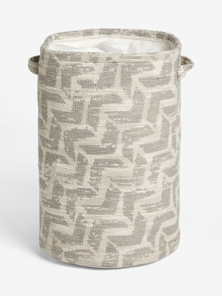 Grey Geometric Laundry Bag Basket - Image 3 of 4