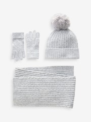 Grey Cable Cable Hat, Gloves and Scarf Set (3-16yrs) - Image 1 of 2