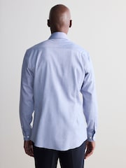 Light Blue Slim Fit Signature Cotton And Cashmere Blend Single Cuff Shirt - Image 2 of 4