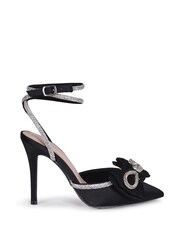 Linzi Black Jewel Satin Court Heels With Embellished & Fabric Bow - Image 2 of 4
