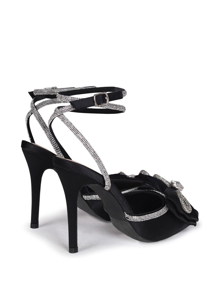 Linzi Black Jewel Satin Court Heels With Embellished & Fabric Bow - Image 4 of 4