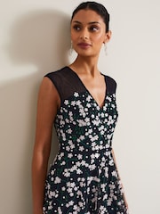 Phase Eight Blue Ellen Blossom Beaded Midi Dress - Image 5 of 7