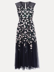 Phase Eight Blue Ellen Blossom Beaded Midi Dress - Image 7 of 7