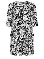 Yours Curve Black Floral Print Pocket Dress - Image 5 of 5