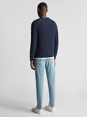 Remus Uomo Navy Textured Crew Neck 100% Cotton Jumper - Image 2 of 6