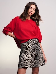 Leopard Print 100% Cotton Denim Mini Skirt - Image 1 of 7
