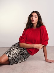 Leopard Print 100% Cotton Denim Mini Skirt - Image 3 of 7