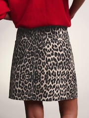 Leopard Print 100% Cotton Denim Mini Skirt - Image 4 of 7