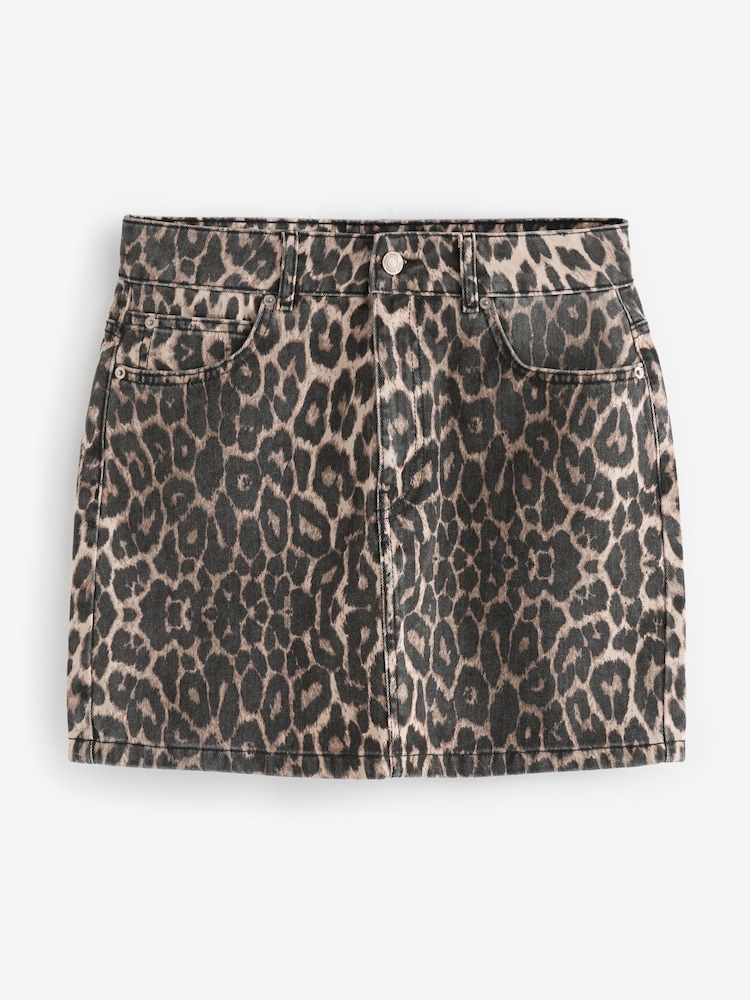 Luipaardprint - 100% katoenen denim minirok - Image 6 of 7