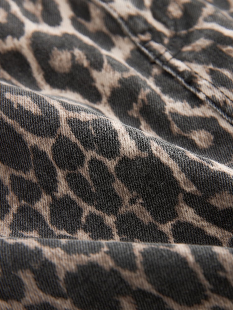 Leopard Print 100% Cotton Denim Mini Skirt - Image 7 of 7