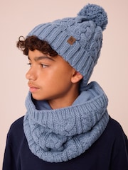 Mineral Blue Cable Knit Pom Hat (1-16yrs) - Image 1 of 7