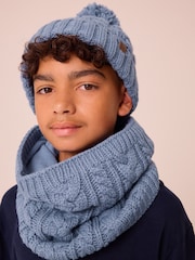 Mineral Blue Cable Knit Pom Hat (1-16yrs) - Image 2 of 7