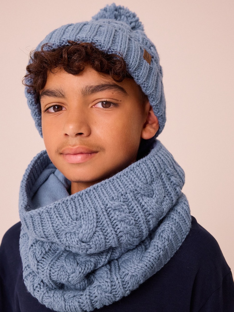 Mineral Blue Cable Knit Pom Hat (1-16yrs) - Image 2 of 7