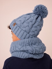Mineral Blue Cable Knit Pom Hat (1-16yrs) - Image 5 of 7