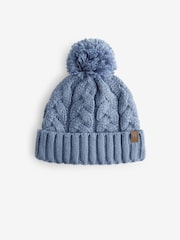 Mineral Blue Cable Knit Pom Hat (1-16yrs) - Image 6 of 7