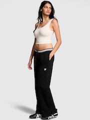 Victoria's Secret PINK Black Knitted Flare Fleece Joggers - Image 1 of 4