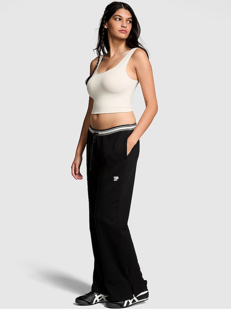 Victoria's Secret PINK Black Knitted Flare Fleece Joggers - Image 1 of 4