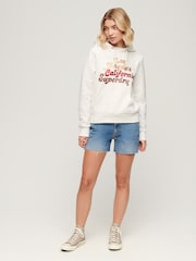 Superdry Cream Retro Glitter Logo Hoodie - Image 2 of 6
