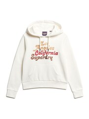 Superdry Cream Retro Glitter Logo Hoodie - Image 4 of 6