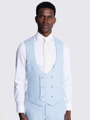 MOSS Light Blue Slim Fit Donegal Waistcoat - Image 1 of 3