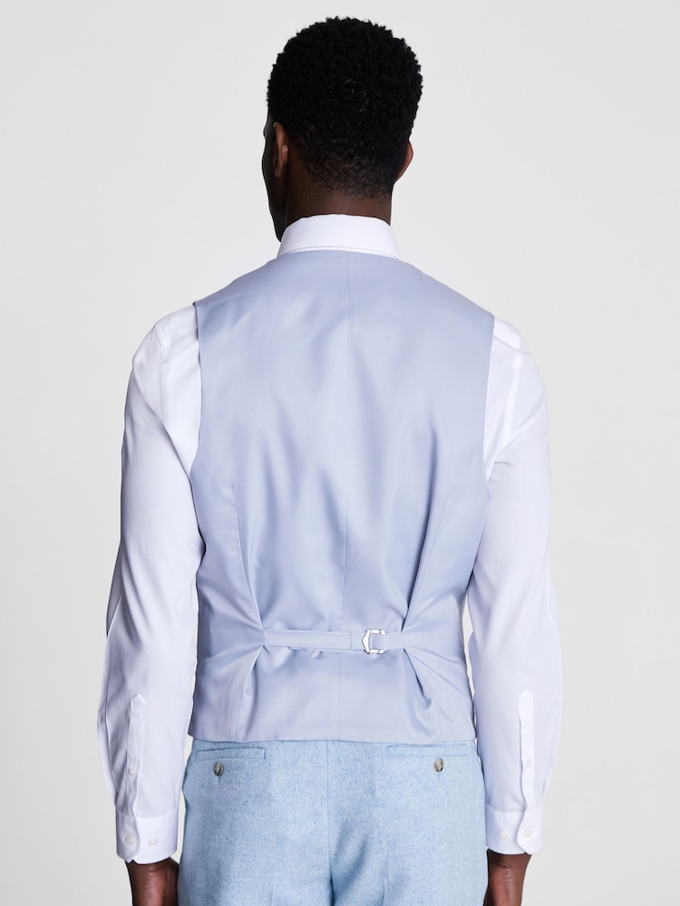 MOSS Light Blue Slim Fit Donegal Waistcoat - Image 2 of 3