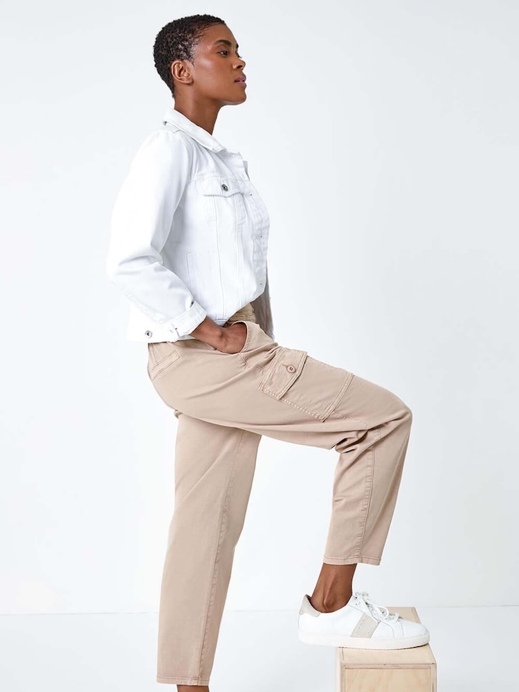 Roman Natural Casual Cargo Stretch Trousers - Image 1 of 5