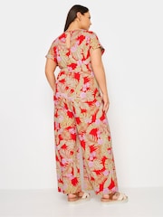 Yours Curve Red 100% Cotton Drawcord Jumpsuit - Image 2 of 5