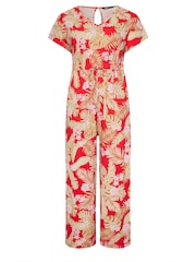 Yours Curve Red 100% Cotton Drawcord Jumpsuit - Image 5 of 5