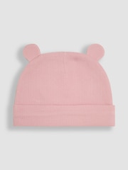 JoJo Maman Bébé Pink Rib 2-Pack Baby Hats - Image 2 of 3