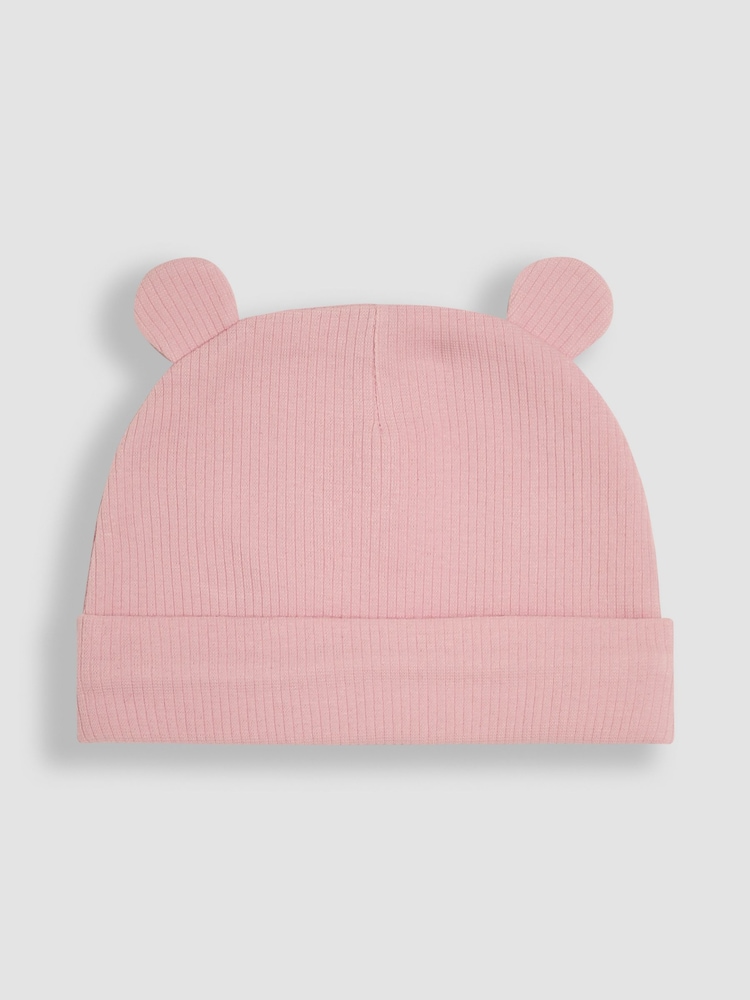 JoJo Maman Bébé Pink Rib 2-Pack Baby Hats - Image 2 of 3