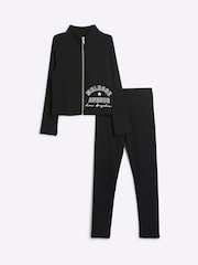 River Island Girls 100% Cotton Funnel Zip Through and Leggings Set - Bild 1 von 5