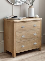 Julian Bowen Brown Memphis Limed 3 Drawer Chest - Image 1 of 5