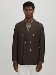 Oscar Jacobson Linen Double Breasted Blazer - Image 1 of 7